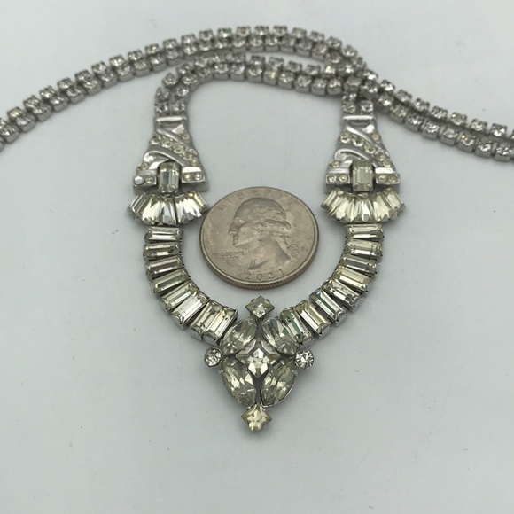 Art Deco Sterling Silver “Phyllis” Rhinestone Necklace - Picture 7 of 7